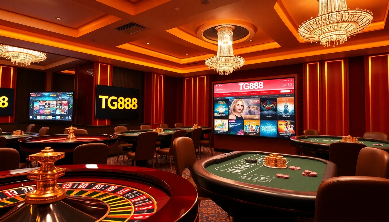 Experience the excitement of tg88 trang chủ with vibrant casino visuals featuring roulette and poker chips.