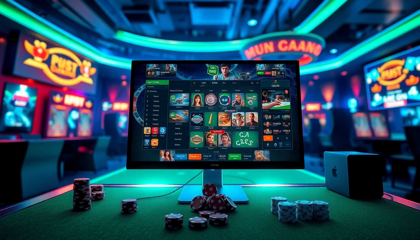 Dynamic gaming interface of nhà cái PS99, showcasing a modern online casino environment with sports displays and vibrant colors.