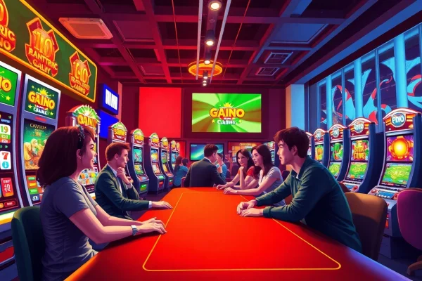 Exciting gaming scene at stimmgewitter.org, showcasing vibrant casino games and thrilled players.