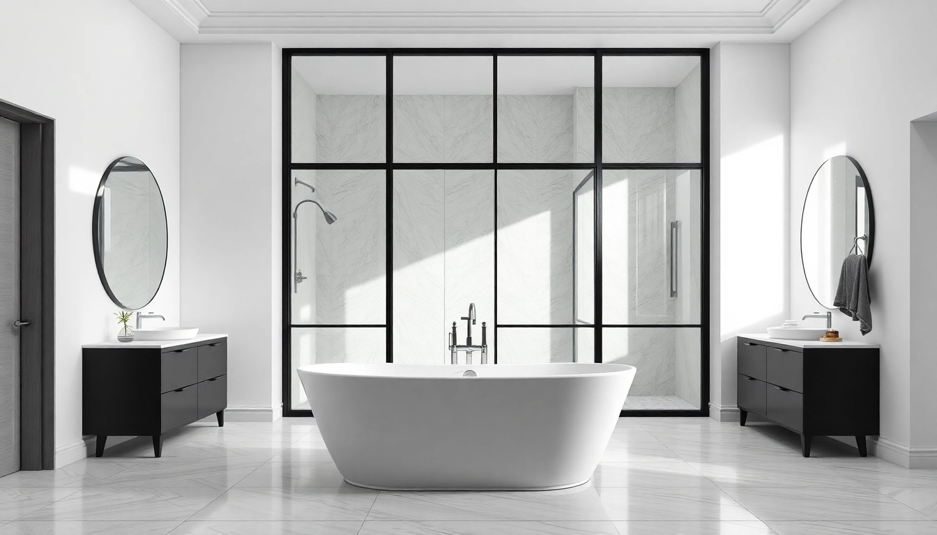 Enhance your bathroom with stylish black frame shower doors, showcasing elegance and modern design.