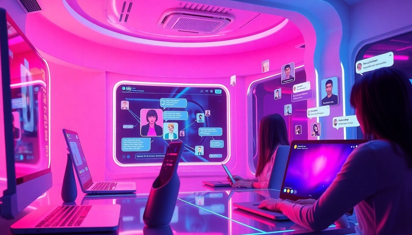 Engaging NSFW chat AI platforms with dynamic interfaces highlighting user interactions.