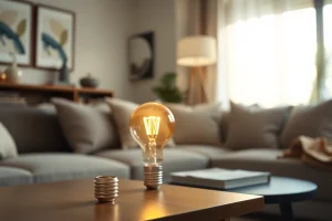 Illuminate your space with a 19 bulb showcasing elegance and warmth in a modern living room.
