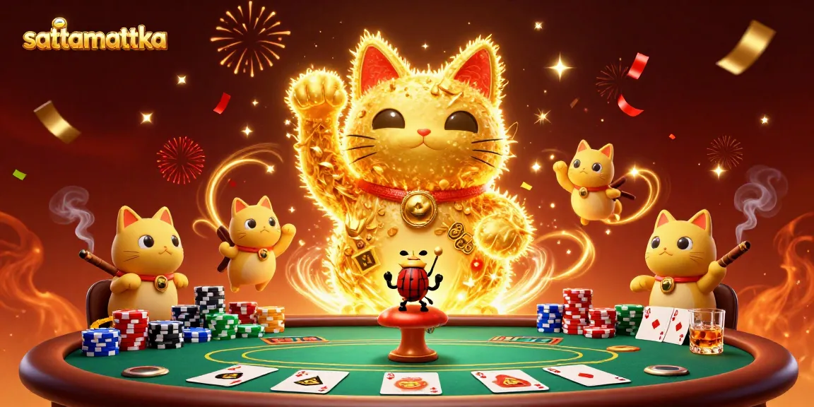 Experience thrilling moments with sattamattka as golden fireflies illuminate casino symbols in this vibrant illustration.